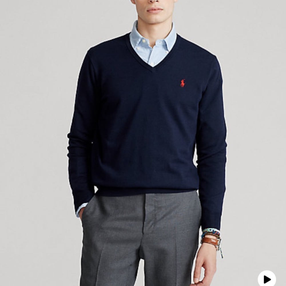 Polo Ralph Lauren navy lambswool v-neck sweater